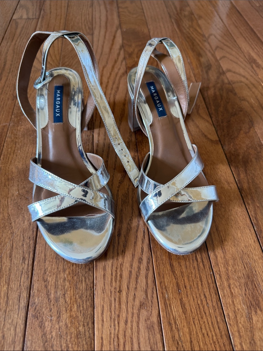 Margaux Metallic Silver Crisscross Slingback Heels